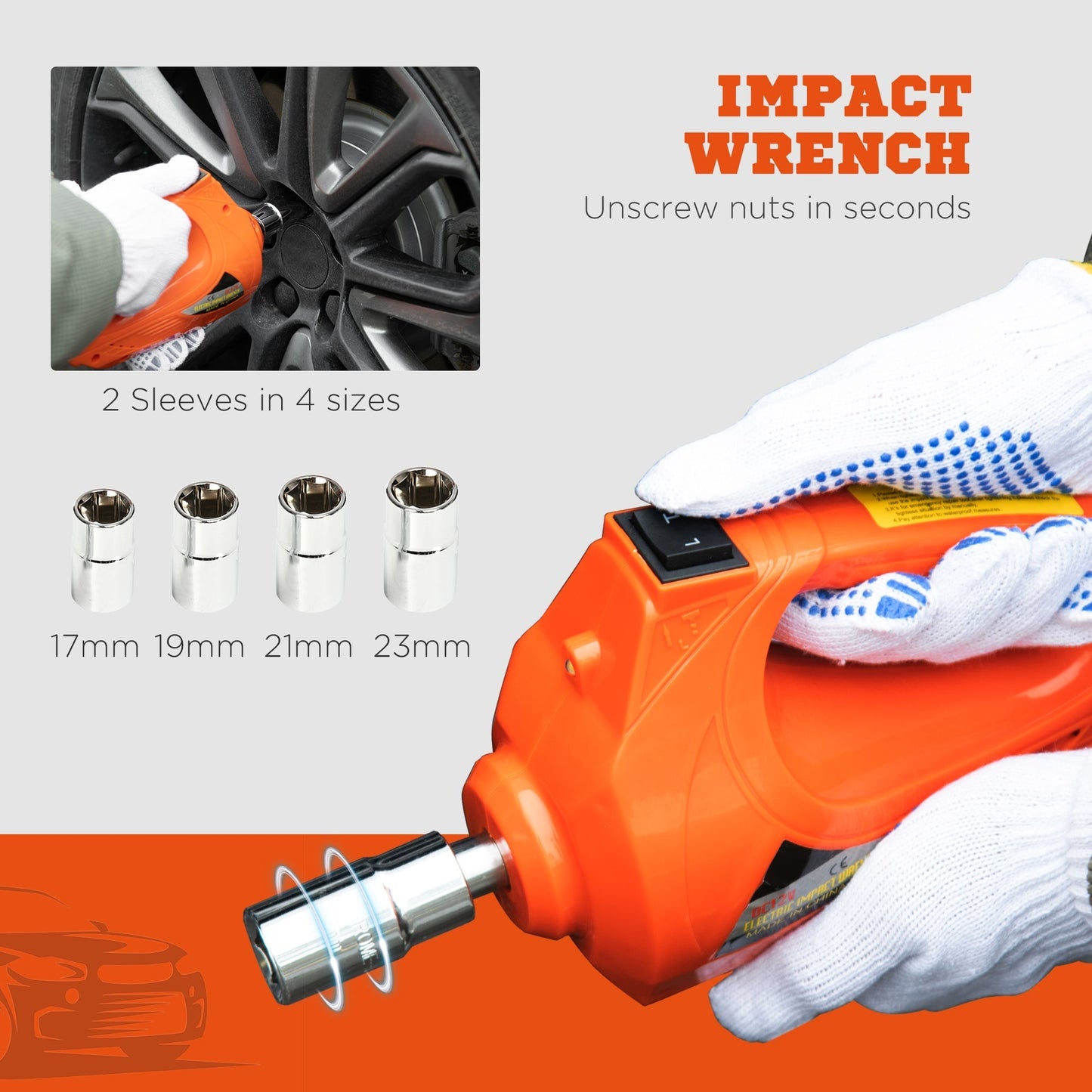 DURHAND 5 Ton Electric Car Jack Kit with 12V Auto Car Floor Jack, Impact Wrench, 15.5-45cm Tyre Lift Emergency Tyre Repair Kit with Case for Cars, SUVs, Sedans, MPVs