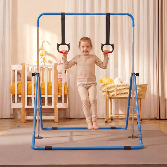 Expandable Gymnastic Bar for Kids 4-Level Height Adjustable Gymnastic Bar-Navy