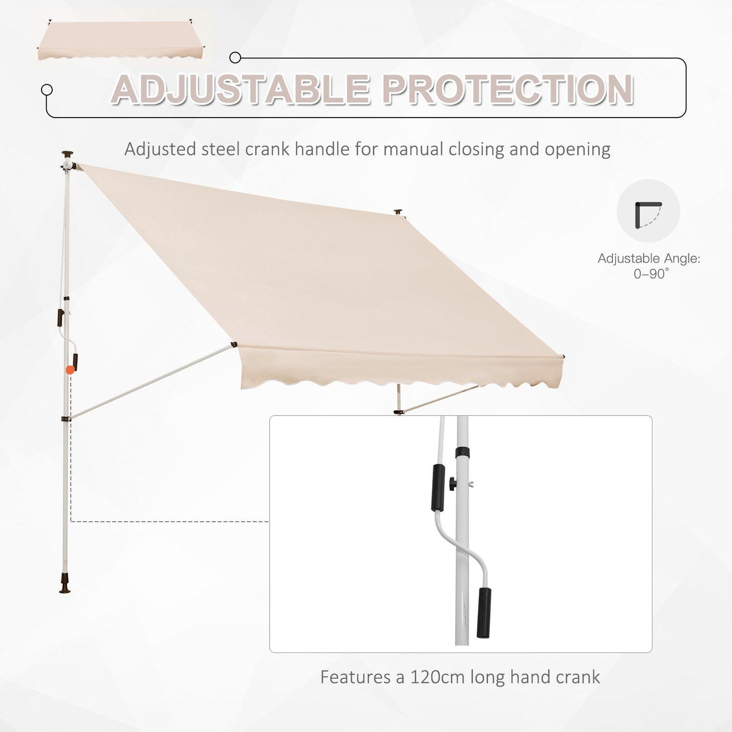 Outsunny 3x1.5m Adjustable Outdoor Aluminium Frame Awning Beige