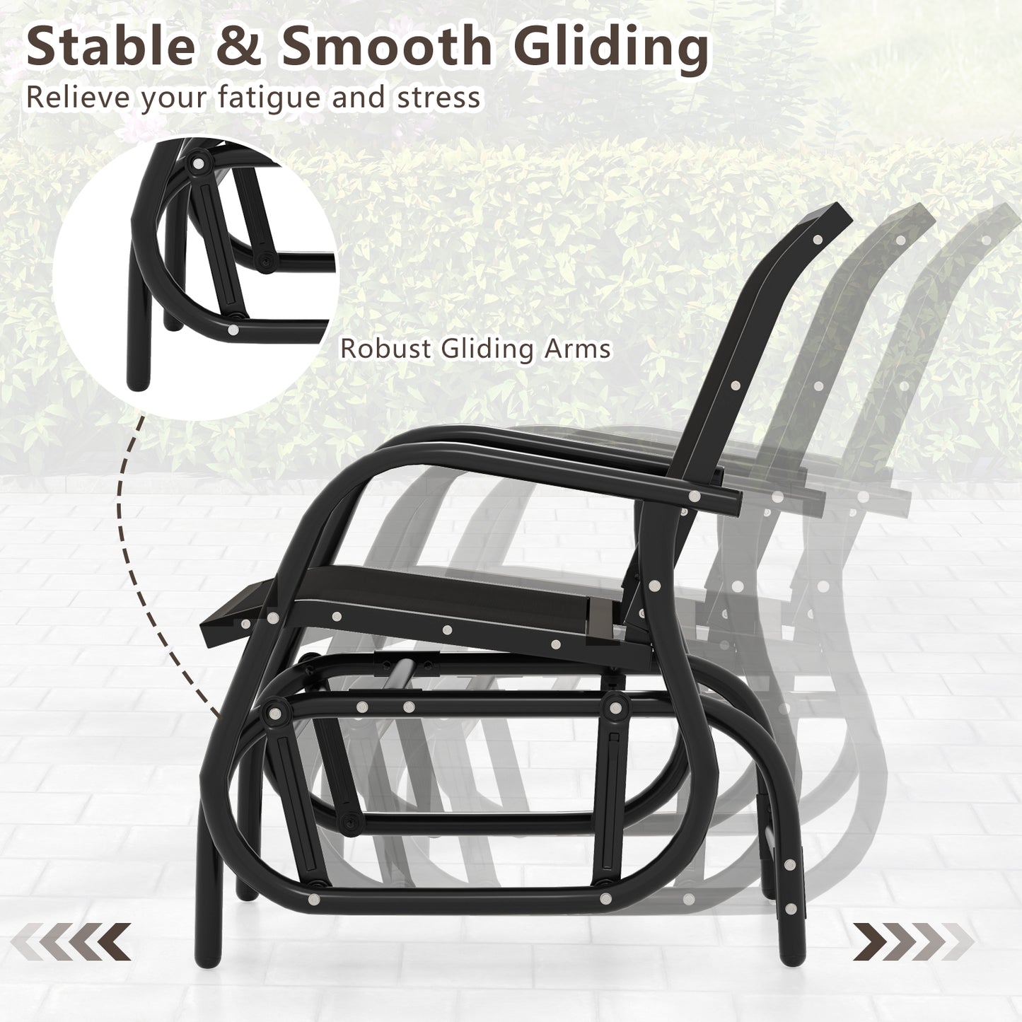 Glider Rocking Garden Chair-Black