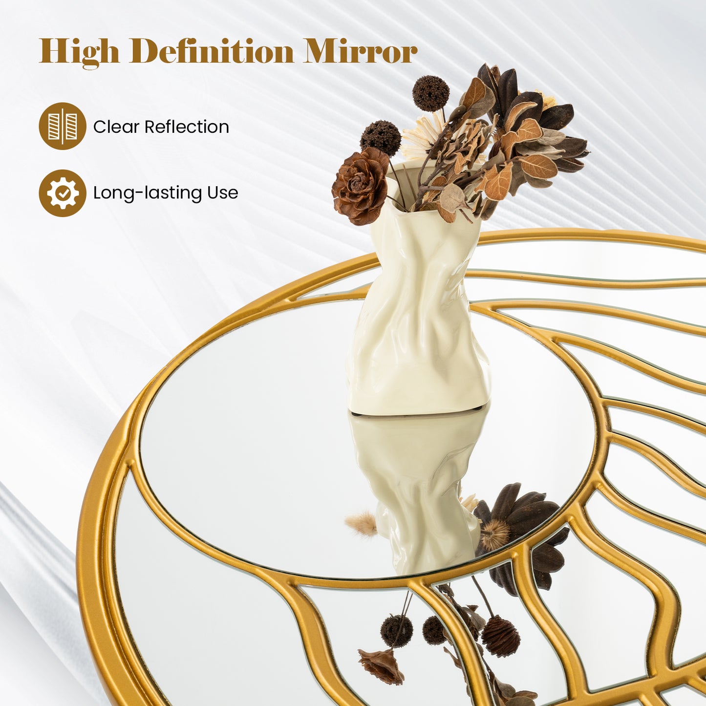 Gold Wall Mirror with Irregular Frame for Living Room Entryway-Golden