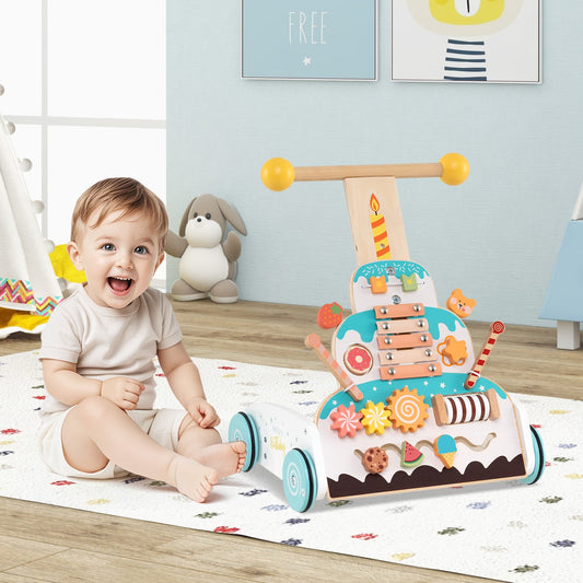 Height Adjustable Push Walker with Activity Centera and Xylophone-Colourful