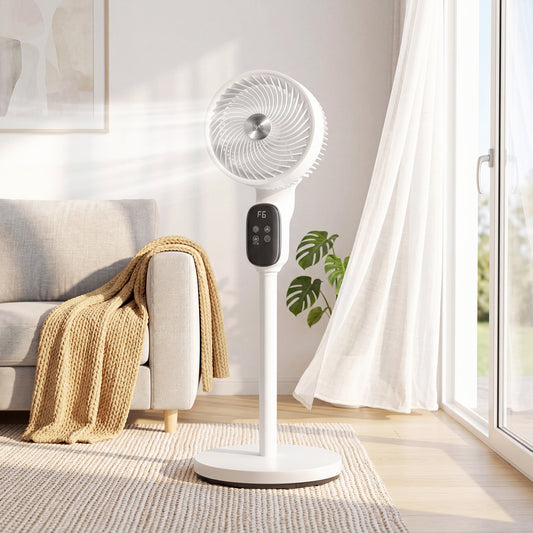 HOMCOM 20 dB Silent Standing Fan for Bedroom, 39" Pedestal Fan with Remote, 90° Oscillating, 8 Speeds, Adjustable Height, White