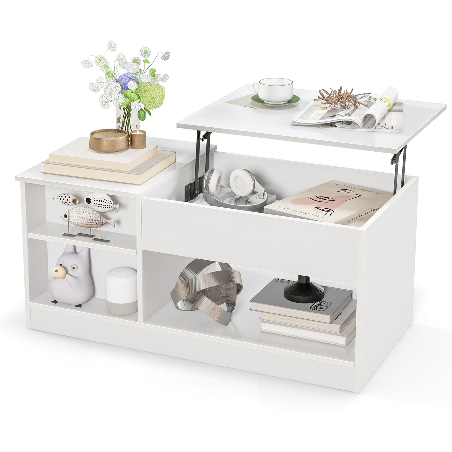 Modern Cocktail Table with Lift Tabletop and Hideaway Compartments