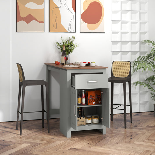 Counter Height Table with Storage Rectangular Pub Dining Table-Grey