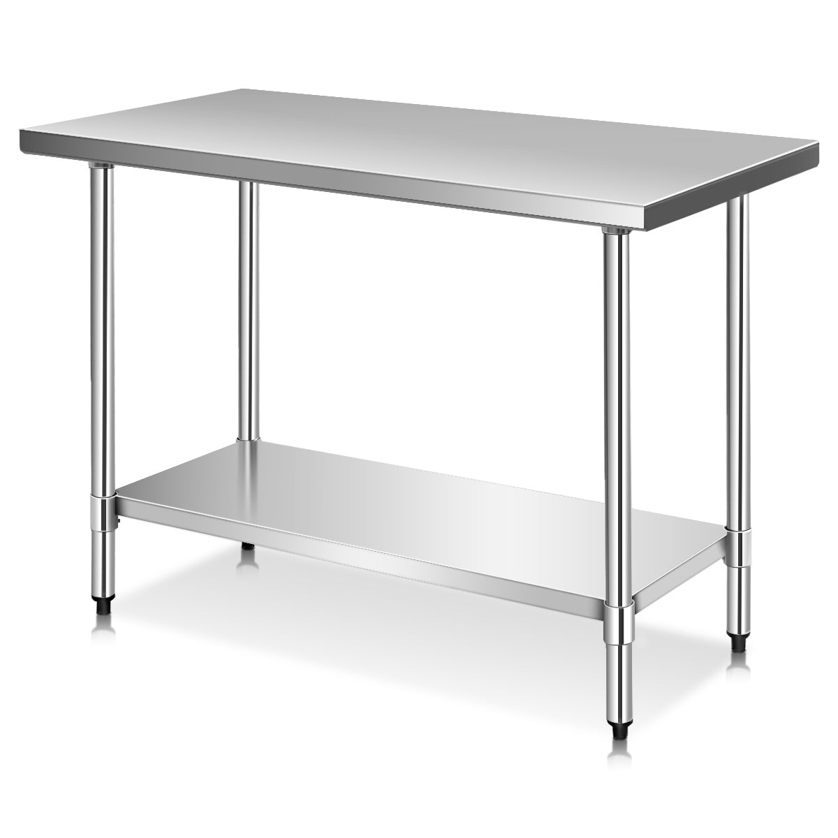 Kitchen Table with Height Adjustable Shelf and Adjustable Feet-61 x 122 cm