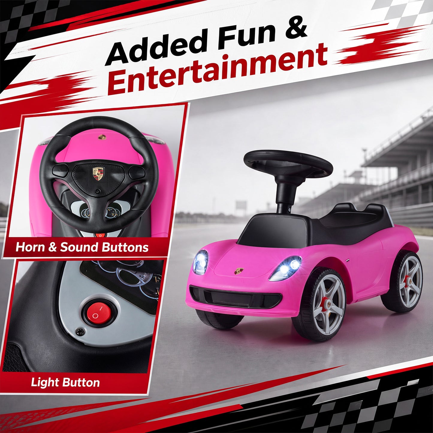 Kids Ride On Car Sliding Car with Horn & Sound Buttons Porsche Licensed-Pink