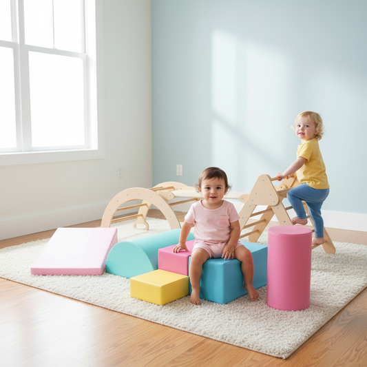 7-in-1 Toddler Climbing Frame with 6-Piece Baby Soft Play for Indoor Activities