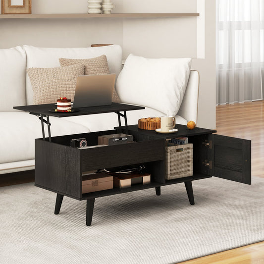 Lift Top Coffee Table with Storage Living Room Table with Hidden Compartment-Black