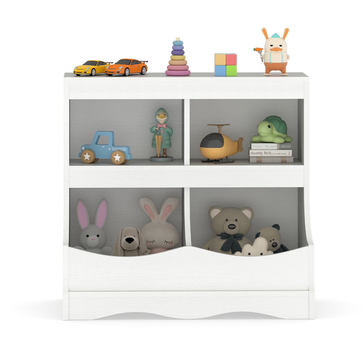Multi-Bin Toy Storage Cabinet for Children's Room and Playroom-White