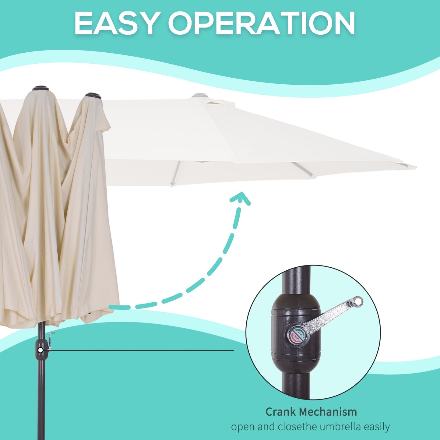 Outsunny 4.6m Double Garden Parasol - Beige