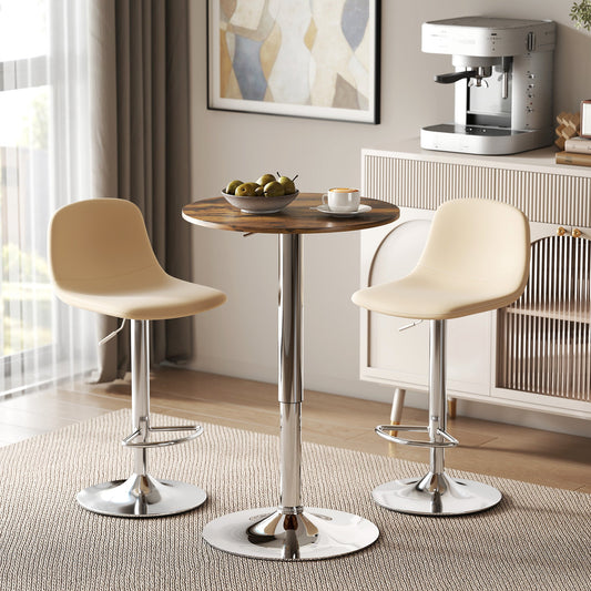 HOMCOM Round Bar Table, 360 Degree Swivel Counter Pub Table with Adjustable Height, for Kitchen, Cafe, Rustic Brown