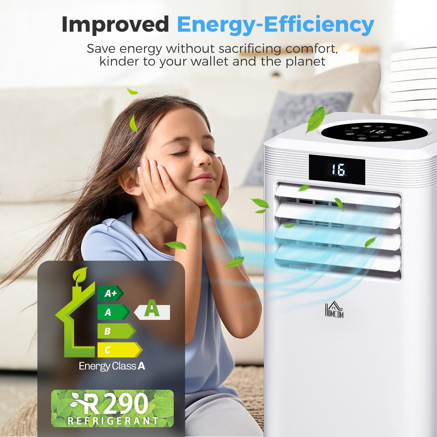 HOMCOM 10000 BTU Air Conditioning Unit, 3-in-1 Portable Air Conditioner, Dehumidifier, Cooling Fan with Remote Control, Digital Display, 2 Speeds, 24H Timer, Window Venting Kit, 22m²