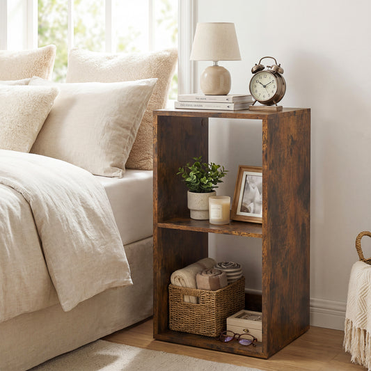 Open Back 2-tier Bookshelf with Anti-toppling Kit-Rustic Brown