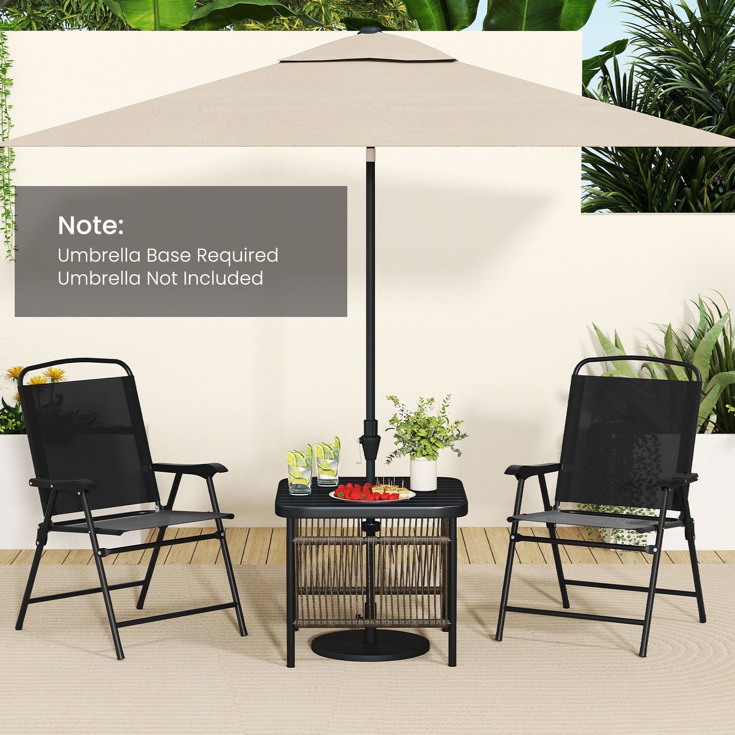Outdoor PE Rattan Side Table with 5CM Umbrella Hole