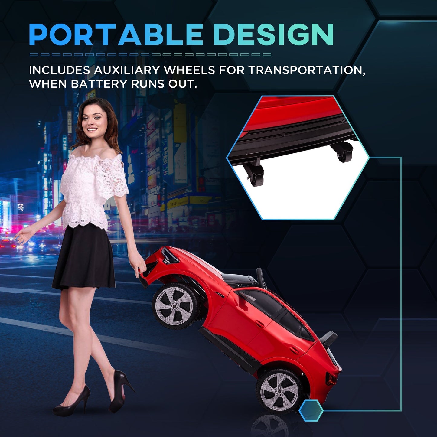 HOMCOM Audi E-tron Licensed 12V Kids Electric Ride on, Electric Car for Kids, with Parental Remote, Music Lights MP3, Suspension Wheels, for 3-5 Years, Red