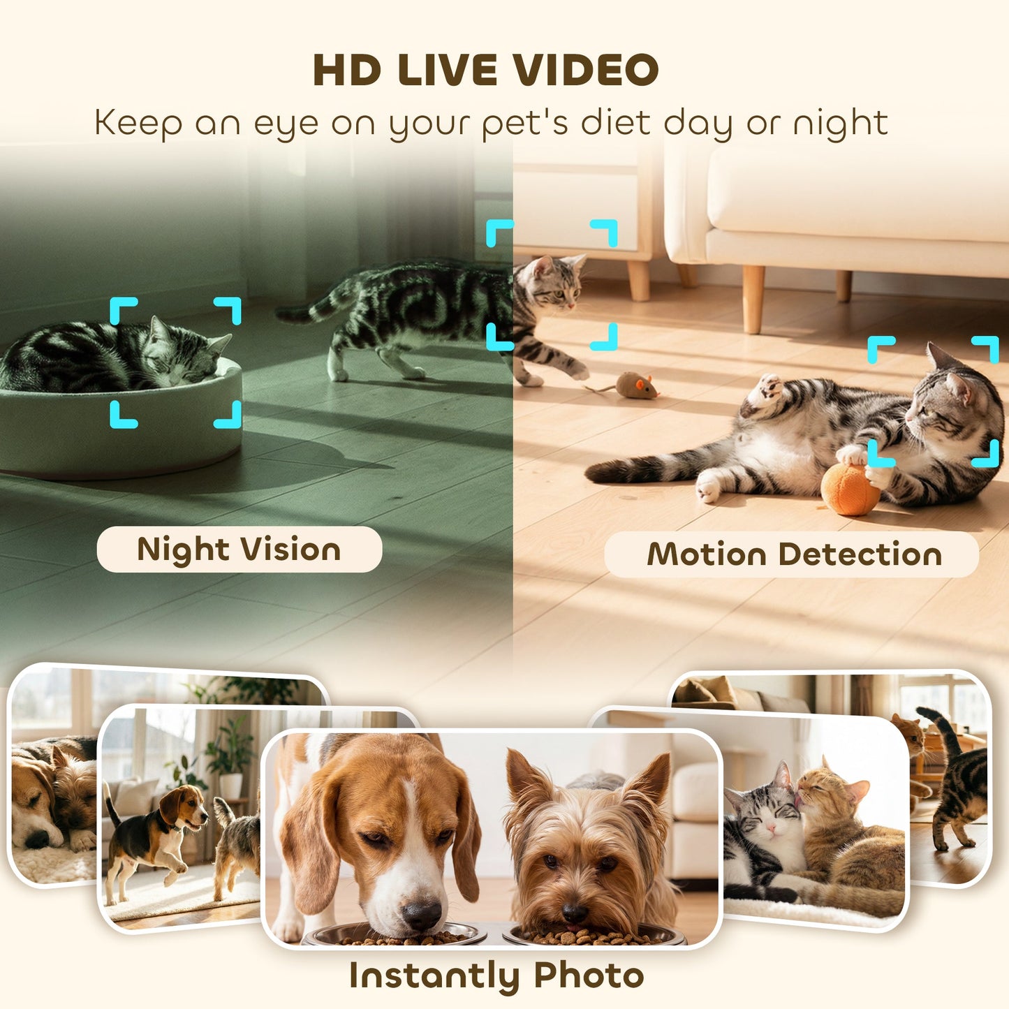 PawHut Automatic Cat Feeder for 2 Cats with HD Cameraï¼2.4G & 5G WiFi Pet Food Dispenser 6L APP Control