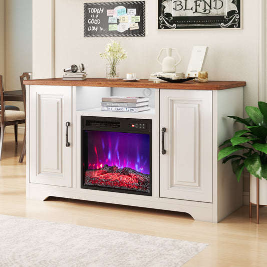 18 Inches Recessed Fireplace Heater with Remote Control and Adjustable Flame Colors