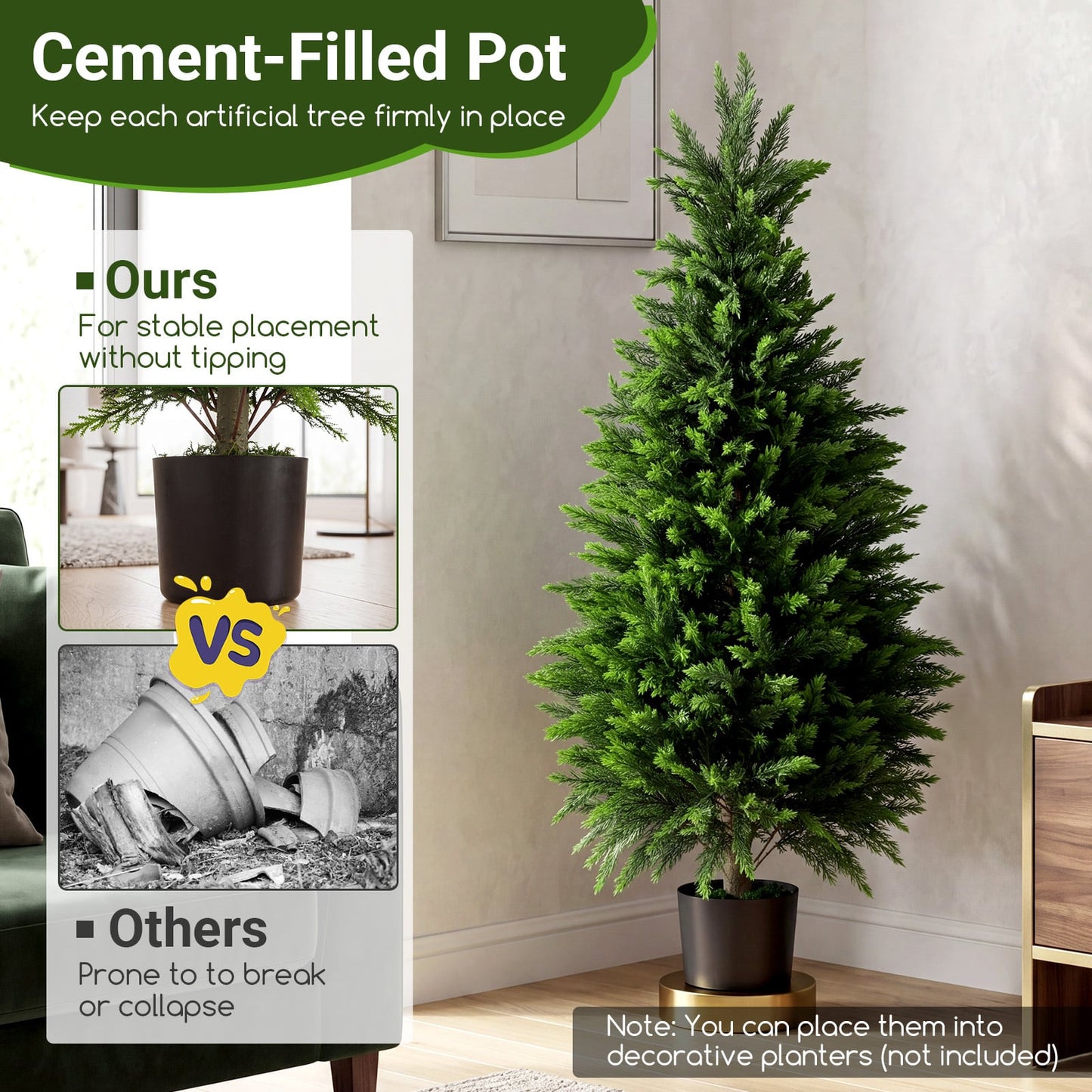 Set of 2 120 cm Artificial Cedar Cypress Trees for Porch and Patio