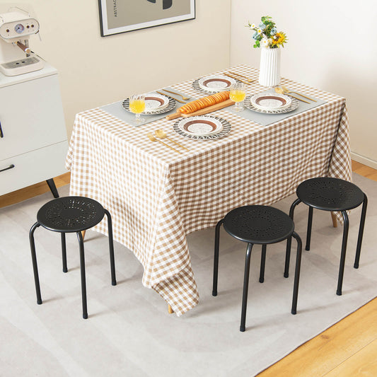 Set of 6 Round Metal Stools Support up to 120kg-Black
