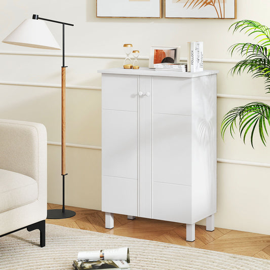 Shoe Storage Cabinet with Removable Shelves and 2 Doors for Entryway-White