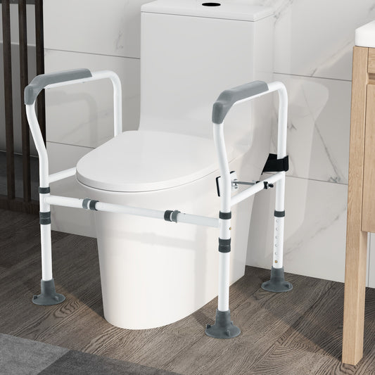 Stand Alone Toilet Safety Frame with Adjustable Height and Width-Grey
