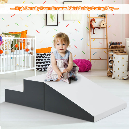 2-Piece Step and Slide Climber for Infants and Toddlers-White