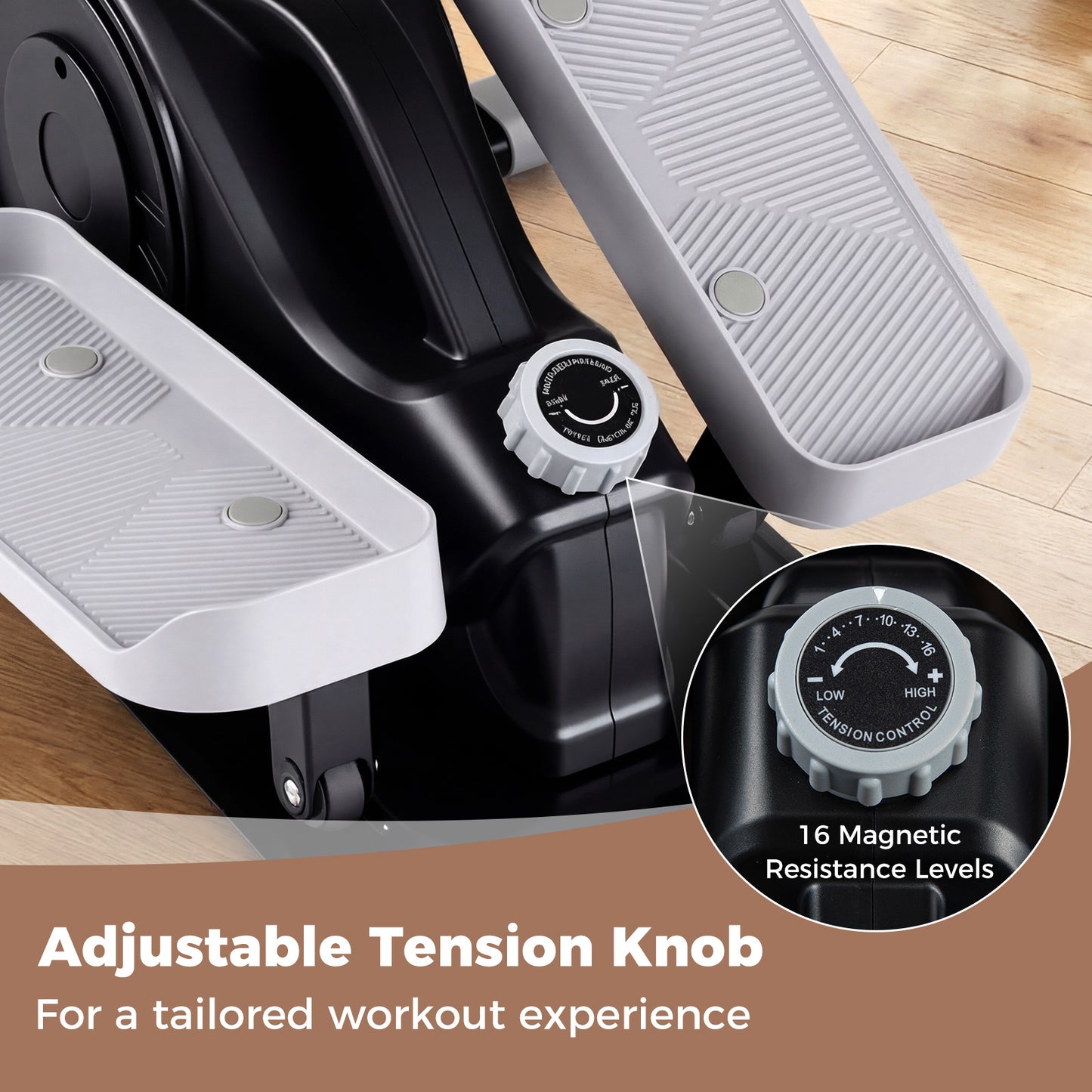 Under Desk Elliptical Pedal Exerciser with Forward-Black