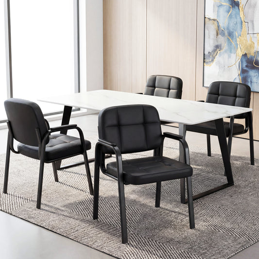 Waiting Room Guest Chairs Set of 4 with Padded Armrests-Black