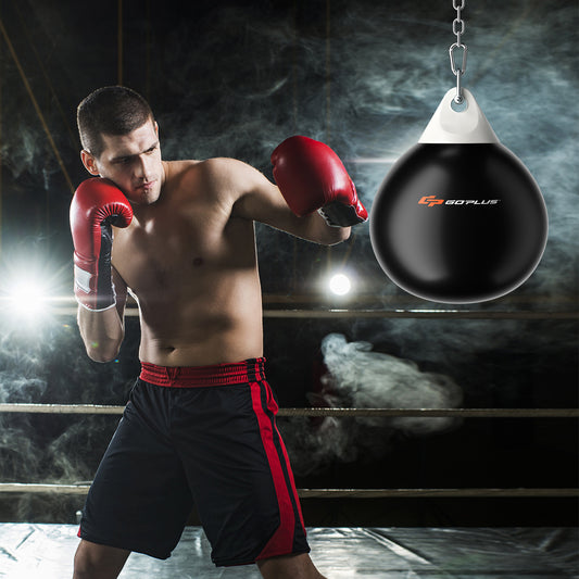 Water Punching Bag with Water Injector and Hanging Accessories-Black