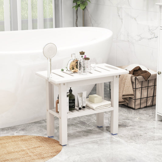 Waterproof HDPE Shower Bench Bath Stool for Inside Shower-White