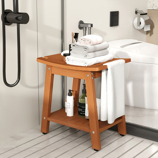 Waterproof Shower Bench Seat HIPS Shower Stool with Handle-Coffee