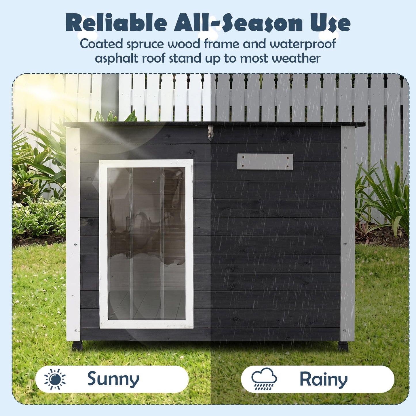Wooden Dog House Outdoor with Natural Spruce Wood Frame-S