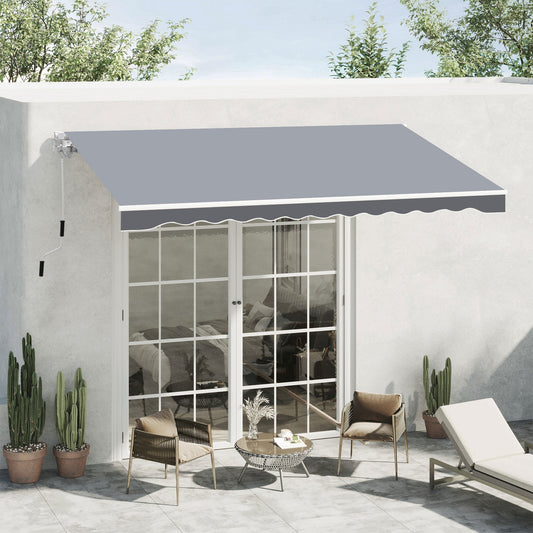Outsunny 2.5m x 2m Garden Patio Manual Awning Canopy Sun Shade Shelter Retractable with Winding Handle Grey