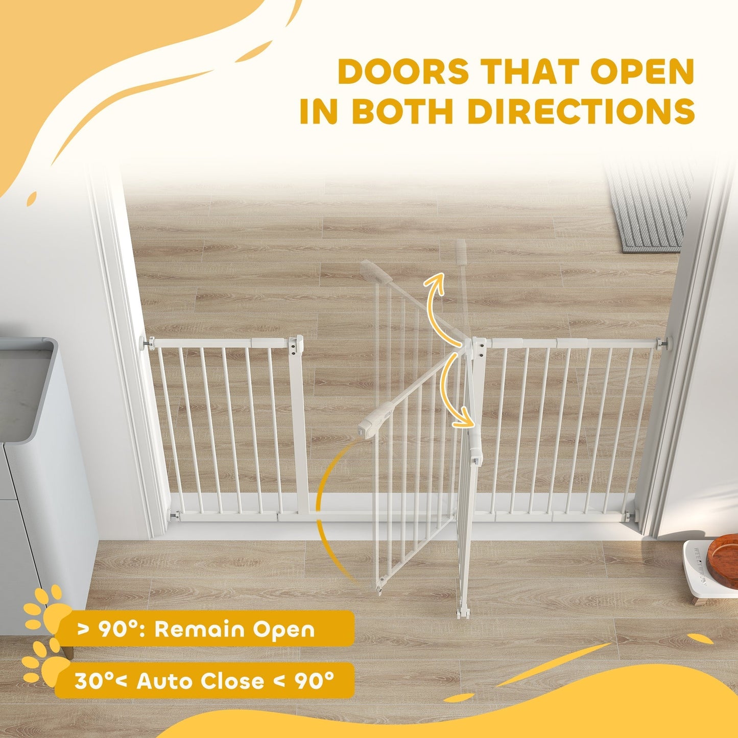 PawHut Adjustable Safety Gate w/ Three Extensions, Four Adjustable Screws, White