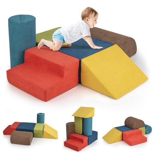 6-Piece Baby Climbing Blocks with Skin-Friendly Chenille Fabric-Multicolor