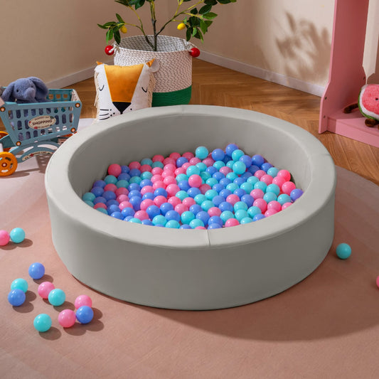 Ball Pit for Toddlers Baby Foam Ball Pit with Ocean Balls Soft Round Kids Ball Pool-Grey