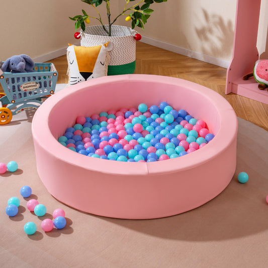 Ball Pit for Toddlers Baby Foam Ball Pit with Ocean Balls Soft Round Kids Ball Pool-Pink