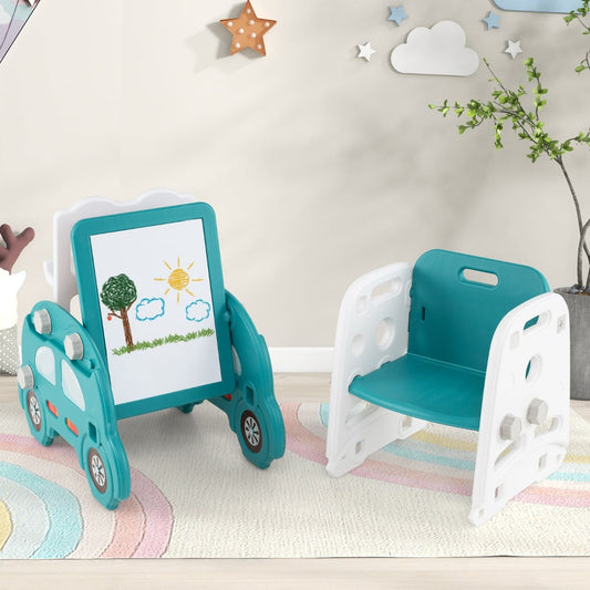 5 in 1 Convertible Kids Art Easel with Double-Sided Magnetic Dry Erase-Green & White