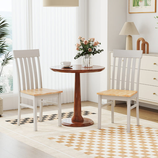 Dining Chairs Set of 2 with Hollowed Backrests and Rubber Wood Seats-All White