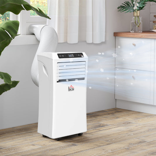 HOMCOM 9000 BTU Air Conditioning Unit, 3-in-1 Portable Air Conditioner, Dehumidifier, Cooling Fan with Remote Control, Digital Display, 2 Speeds, 24H Timer, Window Venting Kit, 28m_