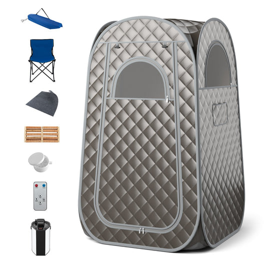 Full Body Steam Sauna Tent with 3L Steam Generator for Single Person-Grey