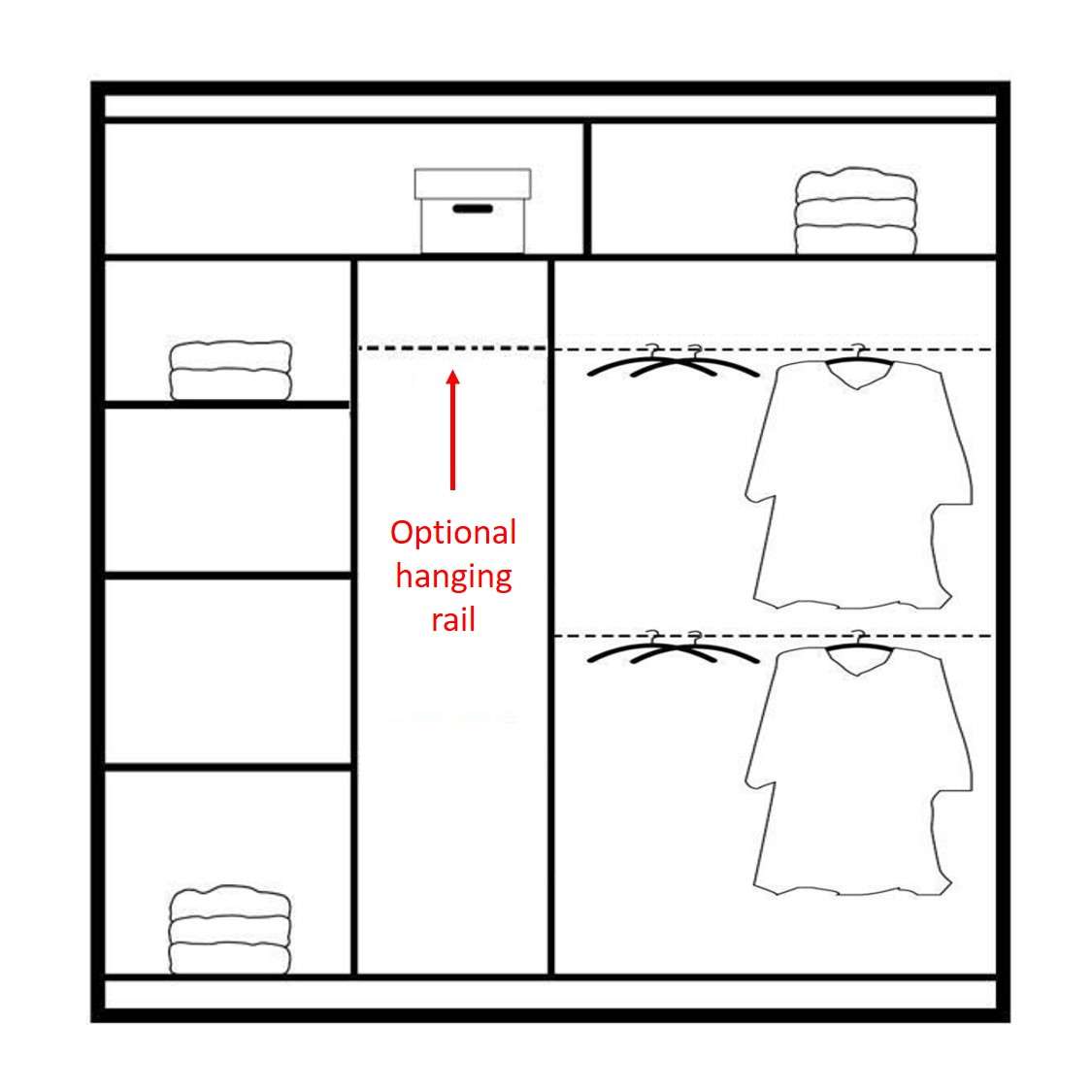 Elegant 2 Door Sliding Mirror Wardrobe Artisan Oak, Black, White, Grey, 203cm