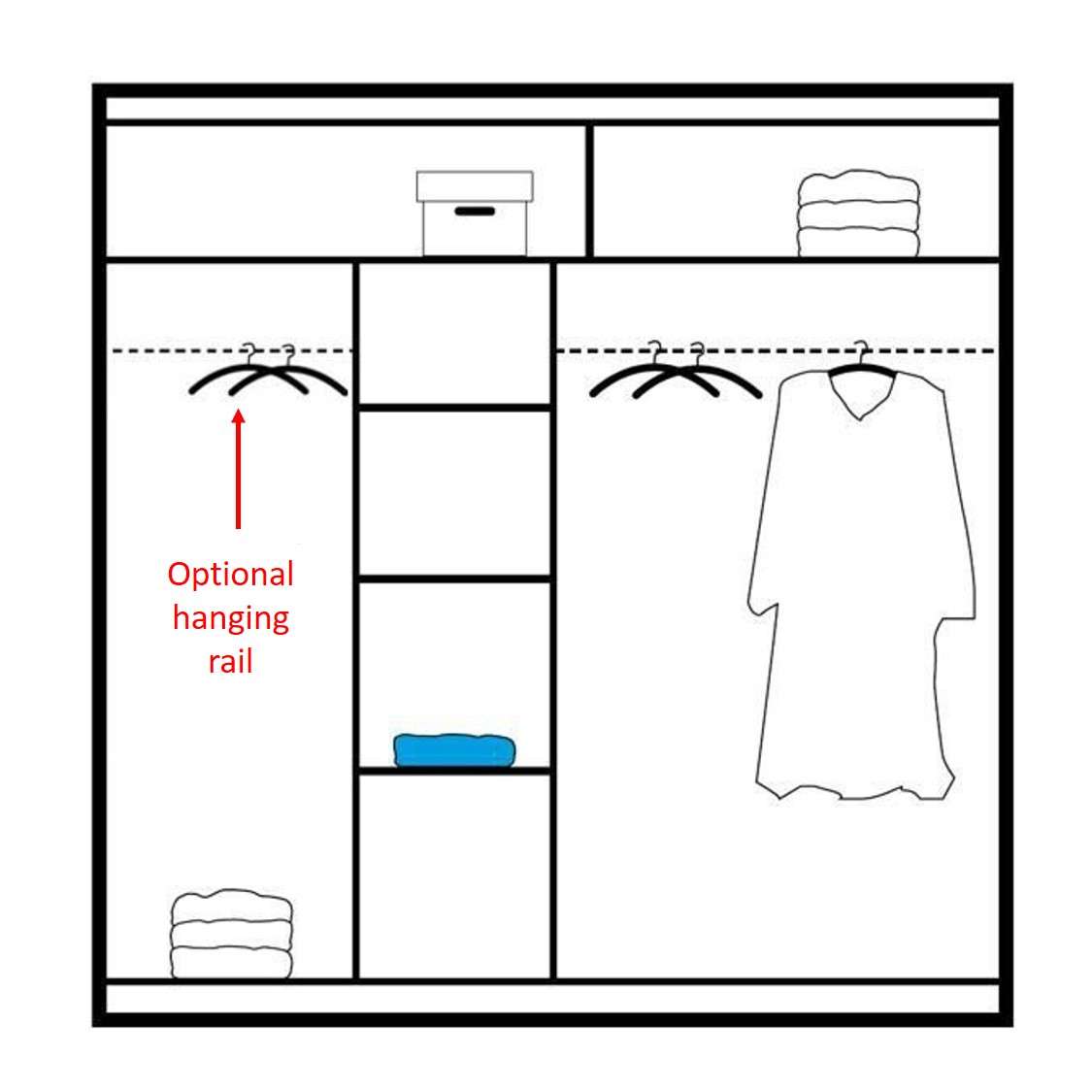 Elegant 2 Door Sliding Mirror Wardrobe Artisan Oak, Black, White, Grey, 203cm