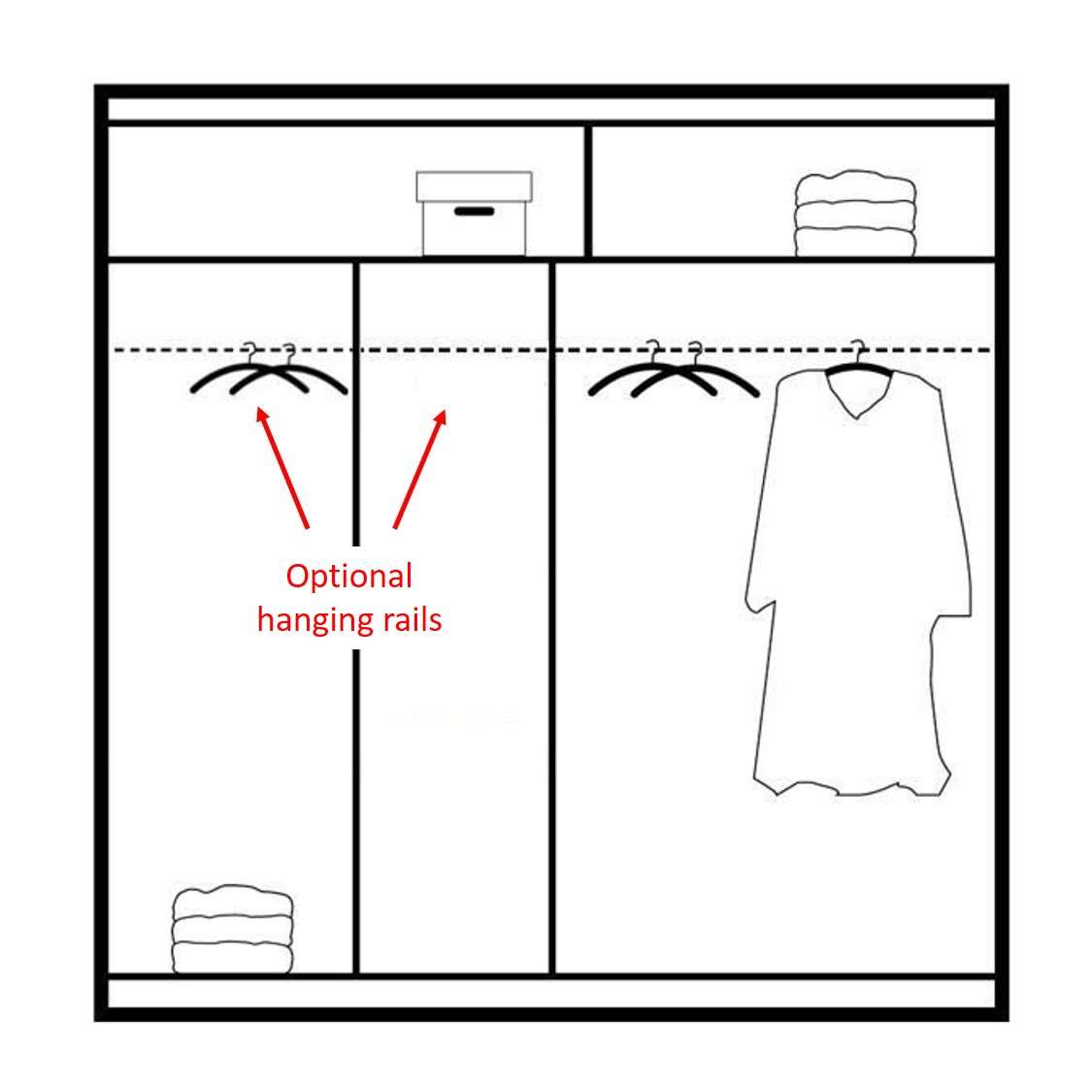 Elegant 2 Door Sliding Mirror Wardrobe Artisan Oak, Black, White, Grey, 203cm