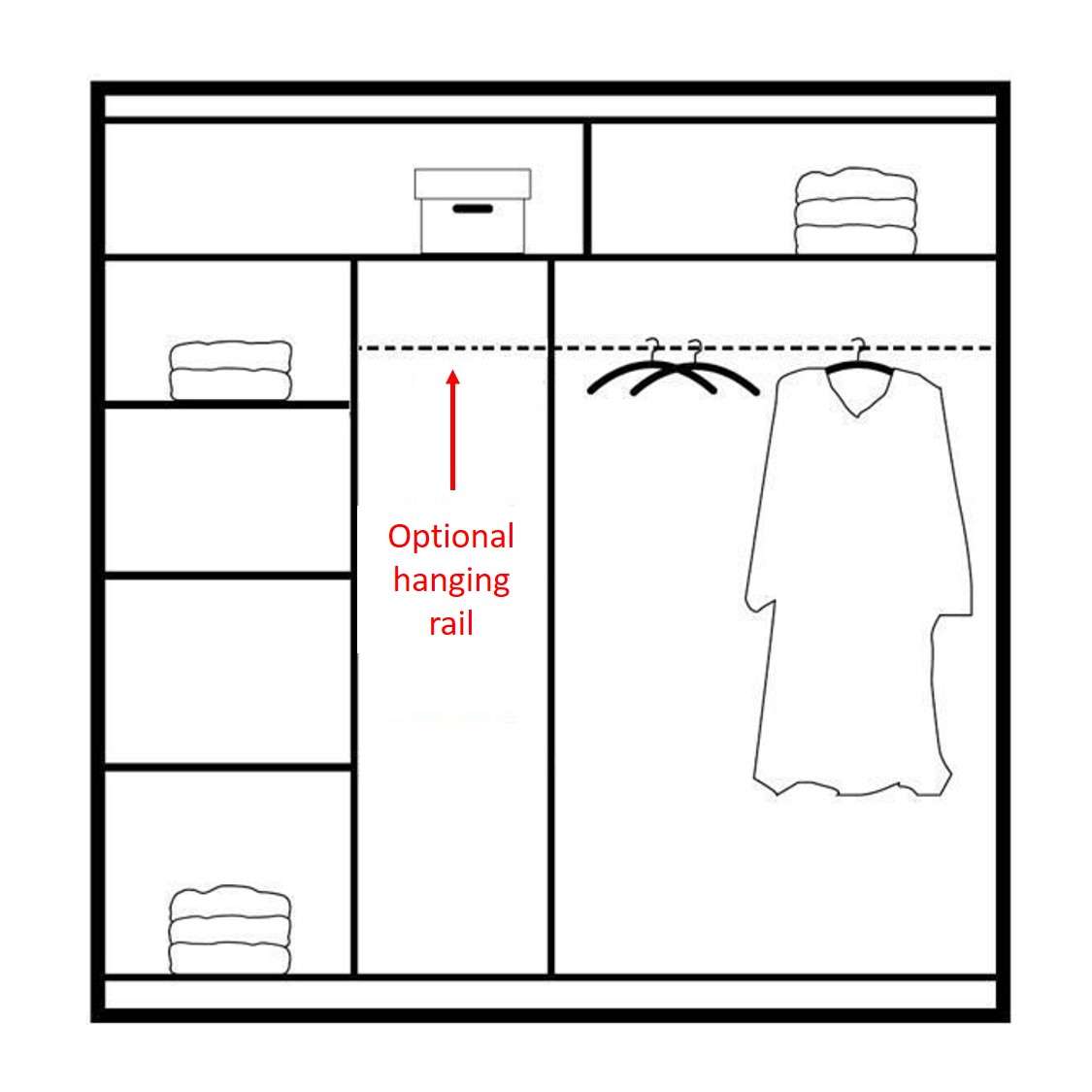 Elegant 2 Door Sliding Mirror Wardrobe Artisan Oak, Black, White, Grey, 203cm