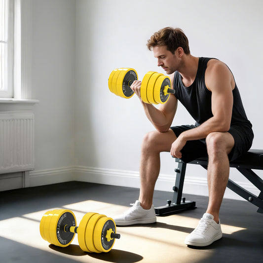 HOMCOM 30KG Dumbbell & Barbell Adjustable Set Plate Bar Clamp Rod Home Gym Sports Area Exercise Ergonomic