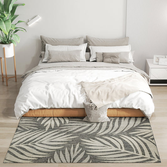 HOMCOM UV Resistant Indoor & Outdoor Area Rug, Easy-Cleaning Machine Washable Rug for Patio, Garden, Kitchen, Bathroom or Living Room, 170 x 120 cm, Grey