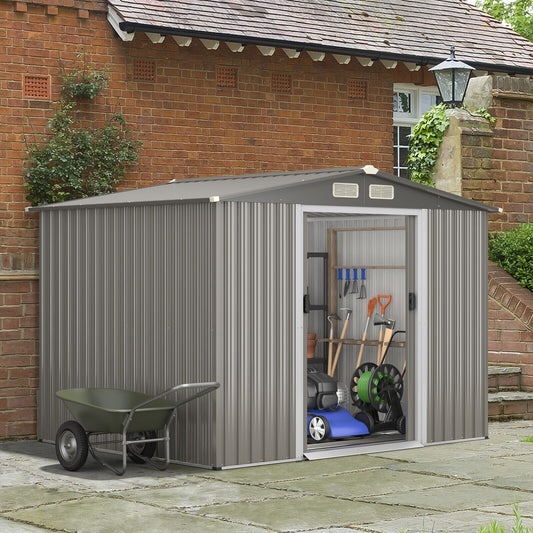 Outdoor Storage Shed with Foundation for Garden Yard-Dark Grey