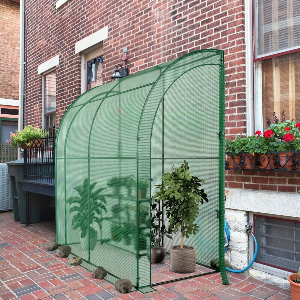 200 x 100 x 215cm Walk in Greenhouse with 3-Tier Plant Stand